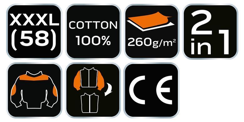 Толстовка робоча NEO TOOLS 81-311 Cotton Slim 2-в-1, 100% бавовна, 260 г/м2, CE XXXL