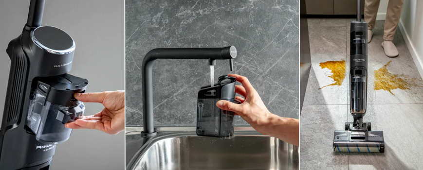 Rowenta Пилосос безпровідний миючий X-Clean 4, 200Вт, конт пил -0.45л, конт для води-0.73л, автон. робота до 50хв, вага-5.4кг, НЕРА, чорний (381332) GZ5035WO фото