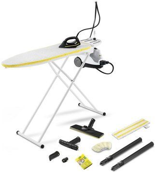 Karcher Пароочиститель SI 4 EasyFix Iron, 2000Вт, 800мл, 3.5Бар, глад.доска, утюг, швабра, белый 1.512-637.0 фото