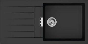 Мойка кухонная Hansgrohe S52, гранит, прямоуг., с крылом, 980х480х190мм, чаша- 1, накладная, S520-F480, черный графит