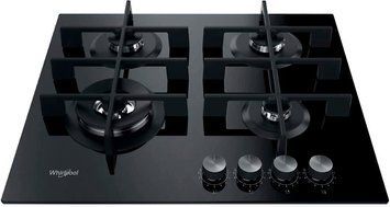 Whirlpool Варильна поверхня газова на склі, 60см, чавун, конфорка з подвійним рядом полум'я, чорний (371965) GOWL628/NBEE фото