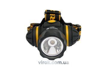 Ліхтар VOREL на чоло, ударостійкий 3-функції, 3 батарейки ААА, 1 LED/ 1 W 88674 фото