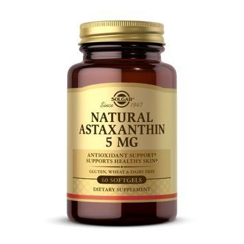 Астаксантин Solgar (Astaxanthin) 5 мг 60 м'яких гелевих капсул