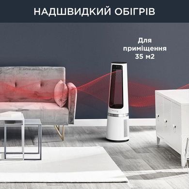 Rowenta Очиститель воздуха вен-тор+об-тель ECLIPSE 3IN1, 35м2, 107м3/час, пульт ДУ, дисплей, HEPA фильтр, 12 ур. ск-сти, белый QU5060F0 фото