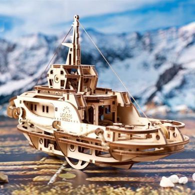 Деревянный механический 3D конструктор Ugears Буксир (70078) dt_93597 фото