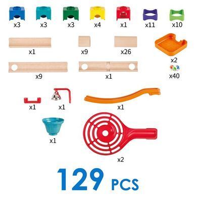 Конструктор-лабіринт Hape Marble Run Трюки та повороти 129 ел. (E1100) dt_14980 фото