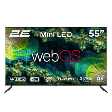 2E Телевізор 55" MiniLED 4K 60Hz Smart WebOS Black (373658) 2E-55A88H фото