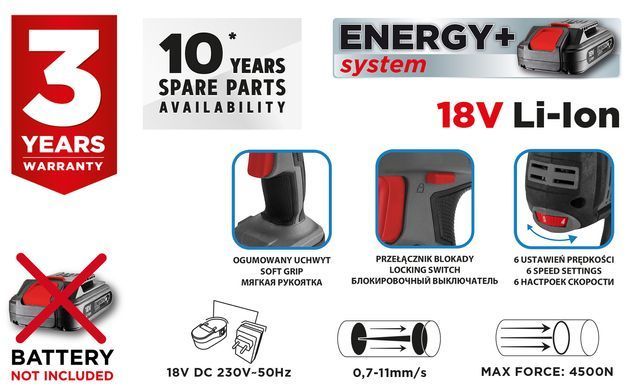 Акумуляторний пістолет для герметика GRAPHITE 58GE114 Energy+ 18V, 310 мл, без акумулятора 58GE114 фото