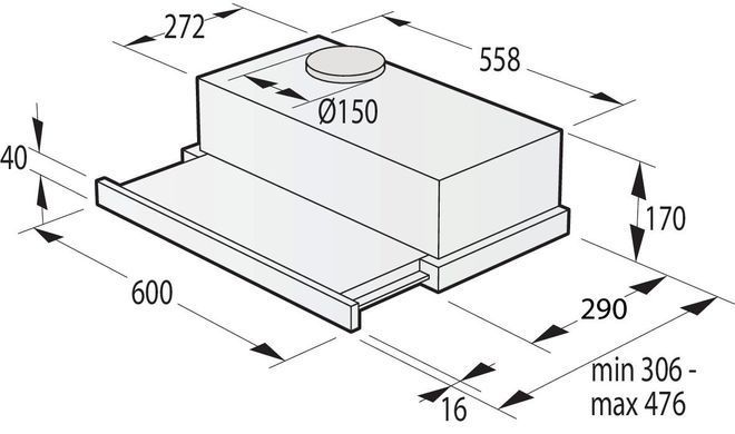 Gorenje Вбудована телескопічна витяжка TH60E3B (350906) TH60E3B фото