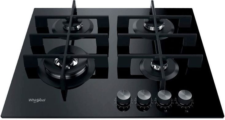 Whirlpool Варочная поверхность газ на стекле, 60см, чугун, конфорка с двойным рядом пламени, черный GOWL628/NBEE фото