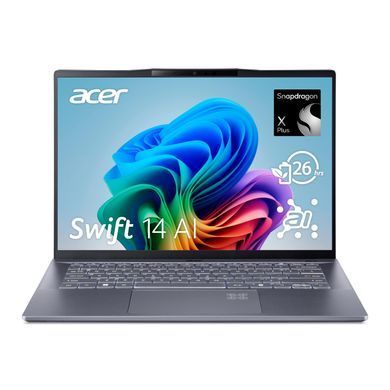 Acer Ноутбук Swift 14 AI SF14-11 14.5" WQXGA IPS, Quallcomm X1P-64-100, 16GB, F1TB, UMA, Win11, сірий (382400) NX.KZXEU.001 фото