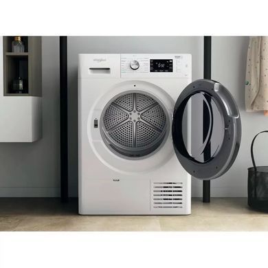 Whirlpool Сушильна машина тепловий насос, 9кг, A++, 65см, дисплей, люк чорний, білий (379108) FFTM229X2BUA фото