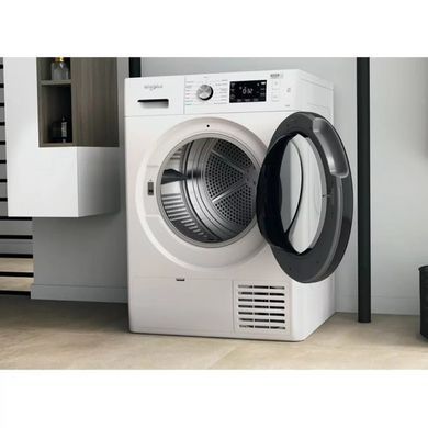 Whirlpool Сушильна машина тепловий насос, 9кг, A++, 65см, дисплей, люк чорний, білий (379108) FFTM229X2BUA фото