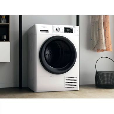 Whirlpool Сушильна машина тепловий насос, 9кг, A++, 65см, дисплей, люк чорний, білий (379108) FFTM229X2BUA фото