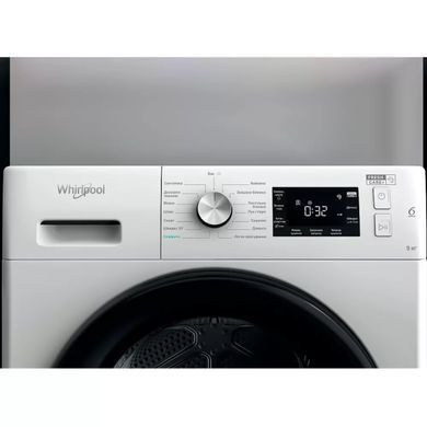Whirlpool Сушильна машина тепловий насос, 9кг, A++, 65см, дисплей, люк чорний, білий (379108) FFTM229X2BUA фото