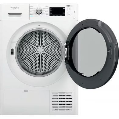 Whirlpool Сушильна машина тепловий насос, 9кг, A++, 65см, дисплей, люк чорний, білий (379108) FFTM229X2BUA фото