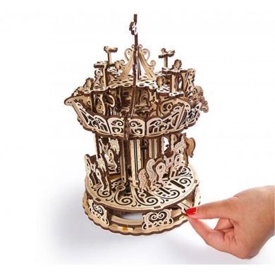 Деревянный механический 3D конструктор Ugears Карусель (70129) dt_93604 фото