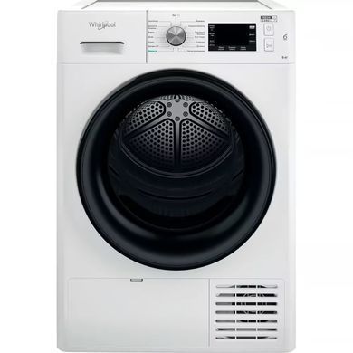 Whirlpool Сушильна машина тепловий насос, 9кг, A++, 65см, дисплей, люк чорний, білий (379108) FFTM229X2BUA фото