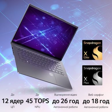 Acer Ноутбук Swift 14 AI SF14-11 14.5" WQXGA IPS, Quallcomm X1P-64-100, 16GB, F1TB, UMA, Win11, сірий (382400) NX.KZXEU.001 фото