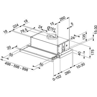 Витяжка Franke телескопічна, 50см, 518м.куб/год, Flexa FTC532LWH, білий 315.0547.795 фото