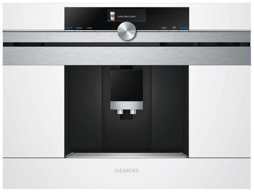 Siemens Кофемашина встраиваемая, 2.4л, зерно+мол., автомат.капуч, LED-дисплей, авторецептов -30, белый CT718L1W0 фото