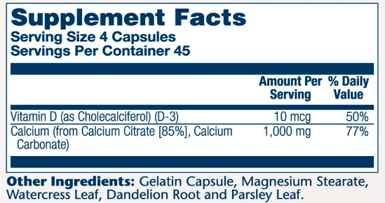 Calcium w/ D3 Citrate 1000mg - 90 caps Solaray