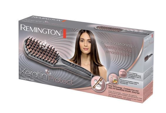 Remington Щетка-выпрямитель Keratin Protect, темп.режимов-3, 150-230С, ионизация, керамика, серый CB7480 фото
