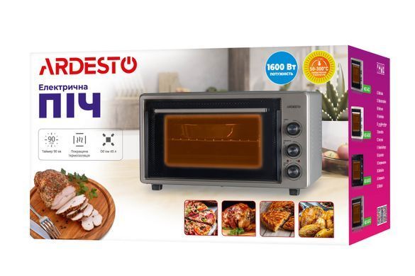 Електрична міні-піч ARDESTO MEO-S45FGB - 1600Вт/45 л./конвекція/таймер/подвійне скло/чорна (357123) MEO-S45FGB фото
