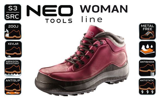 Жіночі робочі черевики Neo Tools 82-540, клас S3 SRC р.38