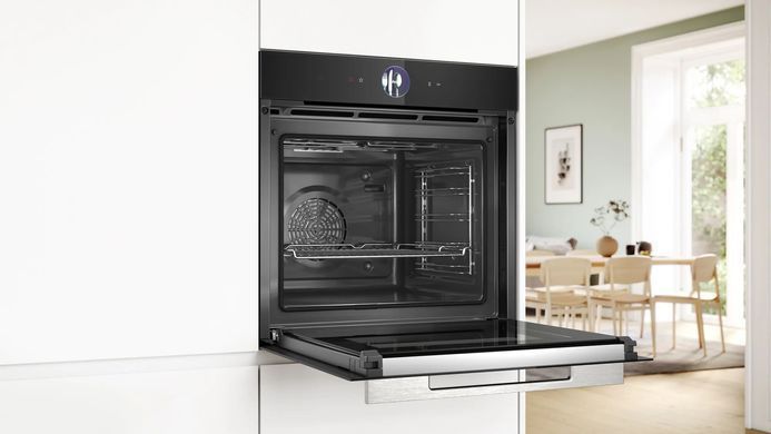 Bosch Духова шафа електрична, 71л, A+, дисплей, конвекція, піроліз, чорний (367826) HBG7764B1 фото