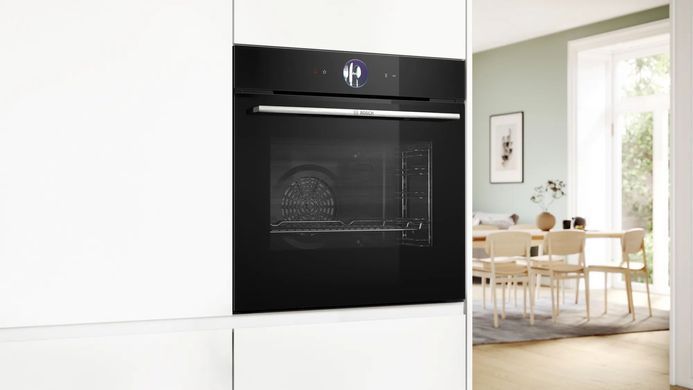 Bosch Духова шафа електрична, 71л, A+, дисплей, конвекція, піроліз, чорний (367826) HBG7764B1 фото