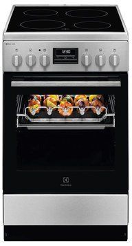 Electrolux Плита электрическая стеклокерамическая, 57л, 50x60см, дисплей, конвекция, противень для барбекю, нерж LKR540267X фото