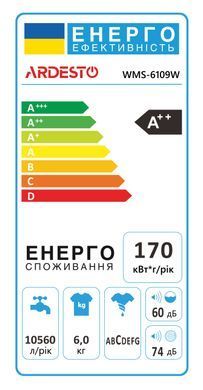 ARDESTO Пральна машина фронтальна, 6кг, 1000, А++, 44см, дисплей, білий (298118) WMS-6109W фото
