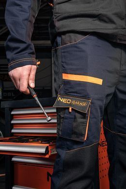 Брюки рабочие NEO Tools 81-237 Neo Garage, хлопок рипстоп, усиленные вставки Oxford, серые, CE EN ISO 13688