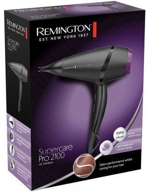 Remington Фен Supercare PRO 2100 AC motor, 2100Вт, 3 режими, іоніз-я, хол. обдув, чорний (342036) AC7100 фото