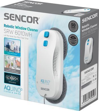 Робот-пилосос для вікон Sencor, 3000Па, вода -0.06л, вологе прибирання, від мережі, білий (377712) SRW6010WH фото