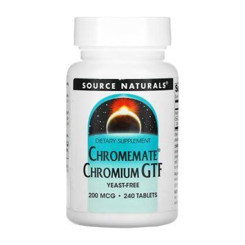 ChromeMate&reg; Chromium GTF 200 mcg, Yeast Free - 240 tabs Source Naturals