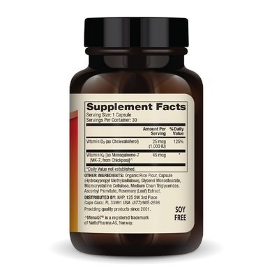 Витамины D3 и K2 (Низкая дозировка) Dr. Mercola Vitamins D3 & K2 Low Dose 30 капсул