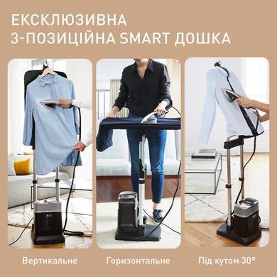 Прасувальна система Tefal IXEO Power, 2170Вт, 1100мл, паровий удар -350гр, постійна пара - 100гр, з дошкою для прасування, нерж. сталь, чорно-сірий (392677) QT2028F0 фото