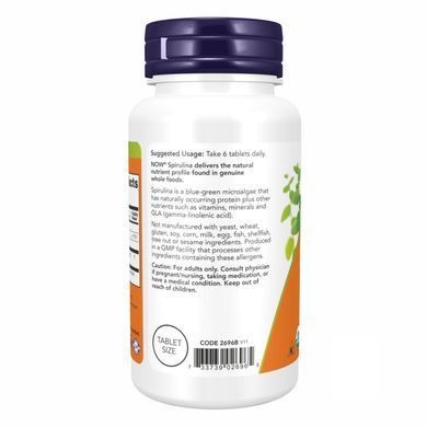 Спирулина Now Foods (Spirulina) 500 мг 200 таблеток