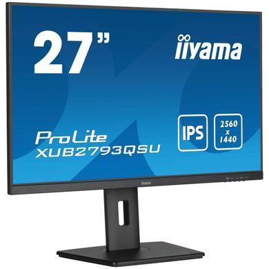 27" 16:9 IPS РК монітор, 2560х1440, 1 мс (MPRT), 100 Гц, Adaptive Sync, 1xHDMI/1xDP/2xUSB 3.2, SP 2х IIYAMA XUB2793QSU-B7 3728850 фото