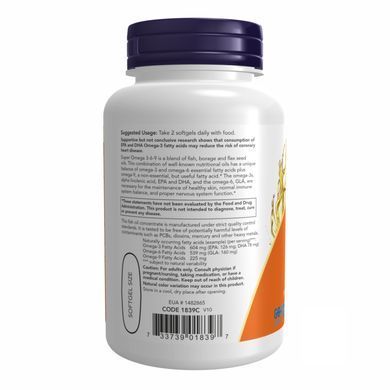 Super Omega 3-6-9 1200 mg - 90 sgels Now Foods