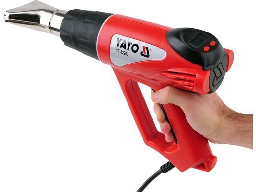 Фен технічний мережевий YATO : P= 2000 Вт 0~600&deg; з регулятором температури (LCD) + 6 аксесуари YT-82293 фото