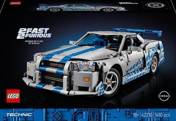 Конструктор LEGO Technic Подвійний форсаж Автомобіль Nissan Skyline GT-R (R34) 1410 деталей (42210)