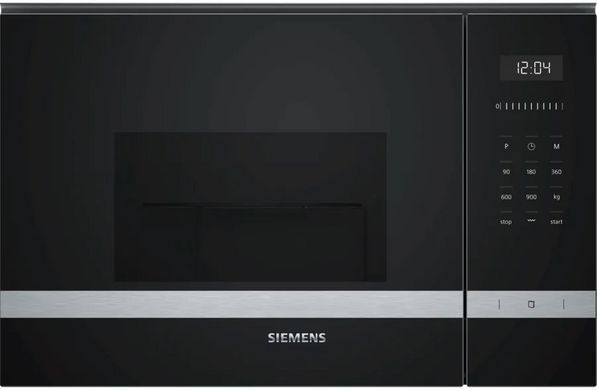 Siemens Мікрохвильова піч вбудована, 25л, електр. керув., 900Вт, гриль, дисплей, нержавіюча сталь (382822) BE555LMS0 фото