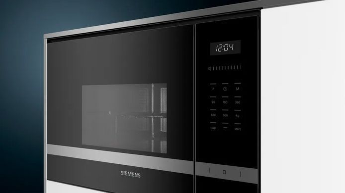 Siemens Мікрохвильова піч вбудована, 25л, електр. керув., 900Вт, гриль, дисплей, нержавіюча сталь (382822) BE555LMS0 фото