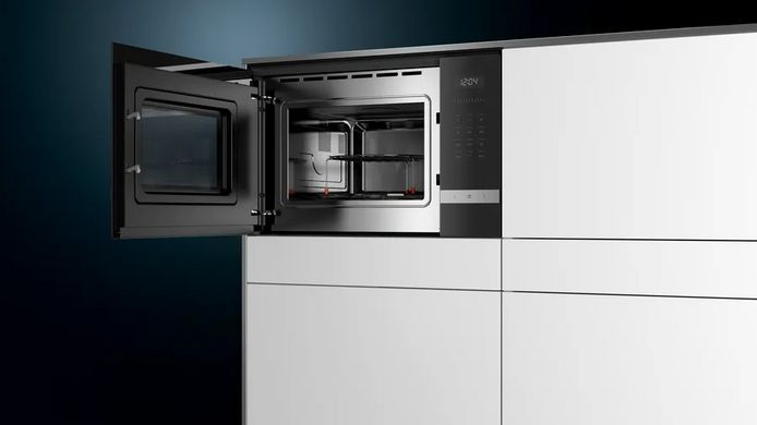 Siemens Мікрохвильова піч вбудована, 25л, електр. керув., 900Вт, гриль, дисплей, нержавіюча сталь (382822) BE555LMS0 фото